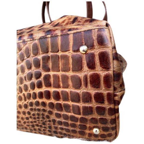 Due Fratelli 2 Strap Brown Leather Tote Shoulder Bag Crocodile Embossed mob wife - Picture 7 of 16